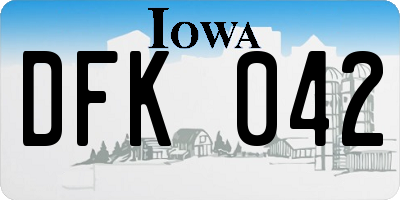 IA license plate DFK042
