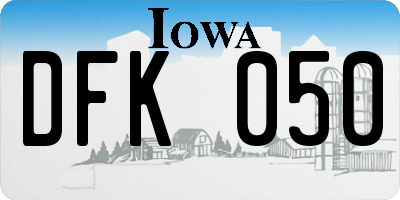 IA license plate DFK050