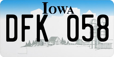 IA license plate DFK058