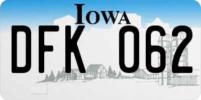 IA license plate DFK062