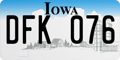 IA license plate DFK076