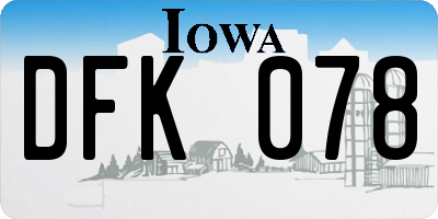 IA license plate DFK078