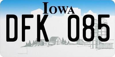 IA license plate DFK085