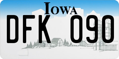 IA license plate DFK090
