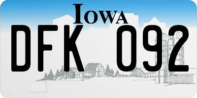 IA license plate DFK092