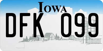 IA license plate DFK099