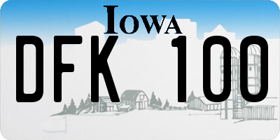 IA license plate DFK100