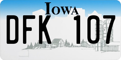 IA license plate DFK107