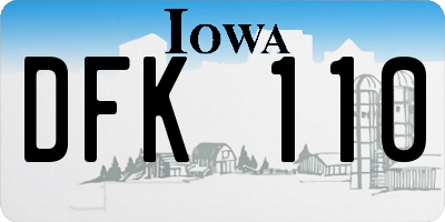 IA license plate DFK110
