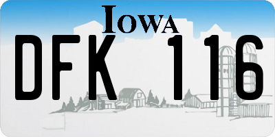 IA license plate DFK116