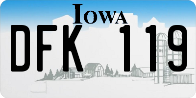 IA license plate DFK119