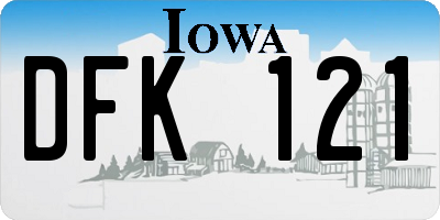 IA license plate DFK121