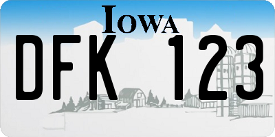 IA license plate DFK123