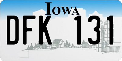 IA license plate DFK131