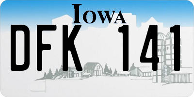 IA license plate DFK141