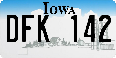 IA license plate DFK142