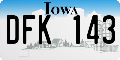 IA license plate DFK143