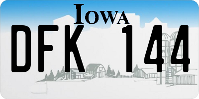 IA license plate DFK144