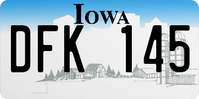 IA license plate DFK145