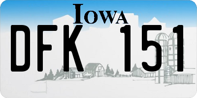 IA license plate DFK151