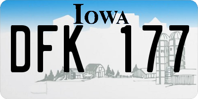 IA license plate DFK177