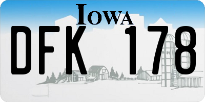 IA license plate DFK178