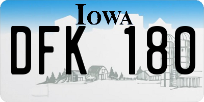 IA license plate DFK180