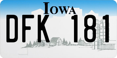 IA license plate DFK181