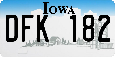 IA license plate DFK182