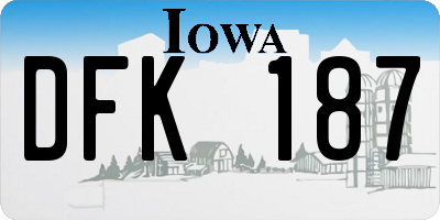 IA license plate DFK187