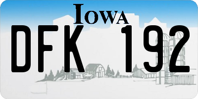 IA license plate DFK192