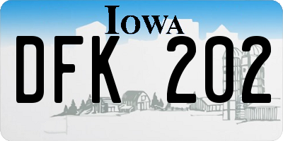 IA license plate DFK202