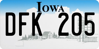 IA license plate DFK205