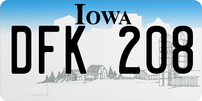 IA license plate DFK208