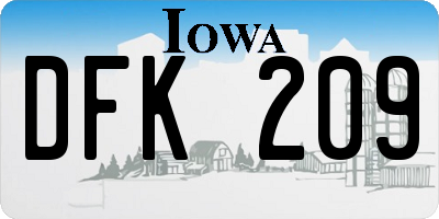 IA license plate DFK209