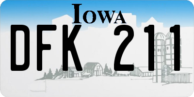 IA license plate DFK211