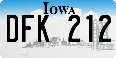IA license plate DFK212