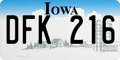 IA license plate DFK216