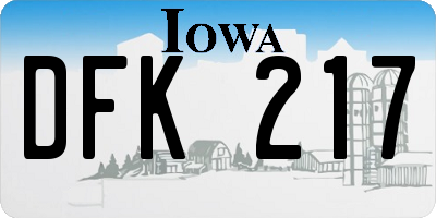 IA license plate DFK217
