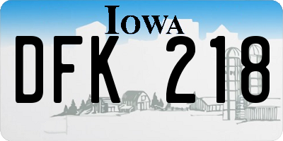 IA license plate DFK218