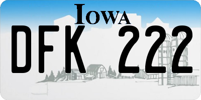 IA license plate DFK222