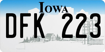 IA license plate DFK223