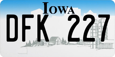 IA license plate DFK227