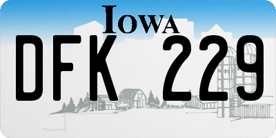 IA license plate DFK229
