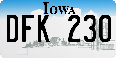 IA license plate DFK230
