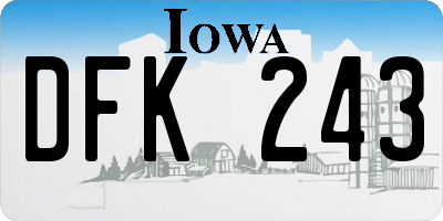 IA license plate DFK243