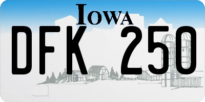 IA license plate DFK250