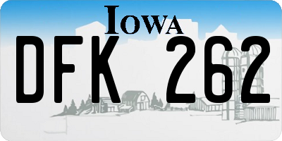 IA license plate DFK262