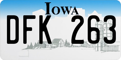 IA license plate DFK263