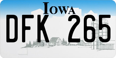 IA license plate DFK265